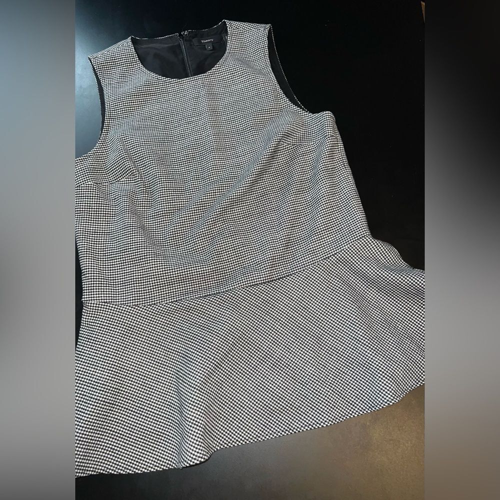 Theory Houndstooth Peplum Top Size XS EUC business career event meeting